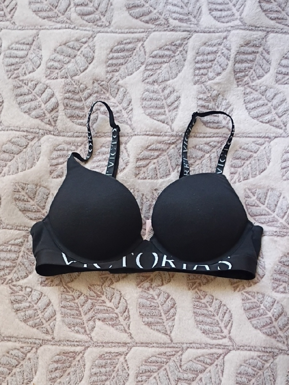 Victoria's Secret Black Logo-Strap Padded T-Shirt Bra